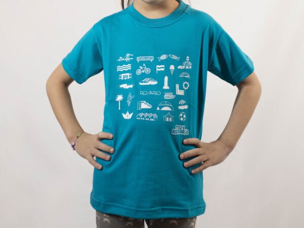 Remera Infantil - ICONOS TURQUESA